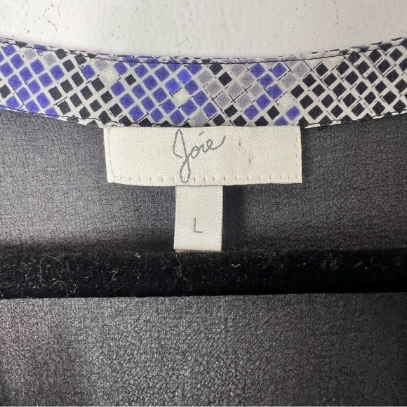 Joie Blue Black Silk Sheer Snakeskin Sleeveless V Neck Top Large - Picture 3 of 6